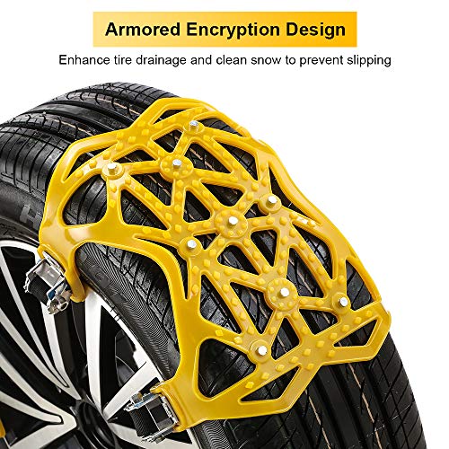 Qoosea Snow Chains 7 Pack Universal Car Anti-Skid Emergency Adjustable Tire Chains for Cars SUV Truck Driving on Snow and Ice Road, Sand and Mud Road, Uphill Road, Fit Tire Width from 165mm-265mm - Thumbnail 7
