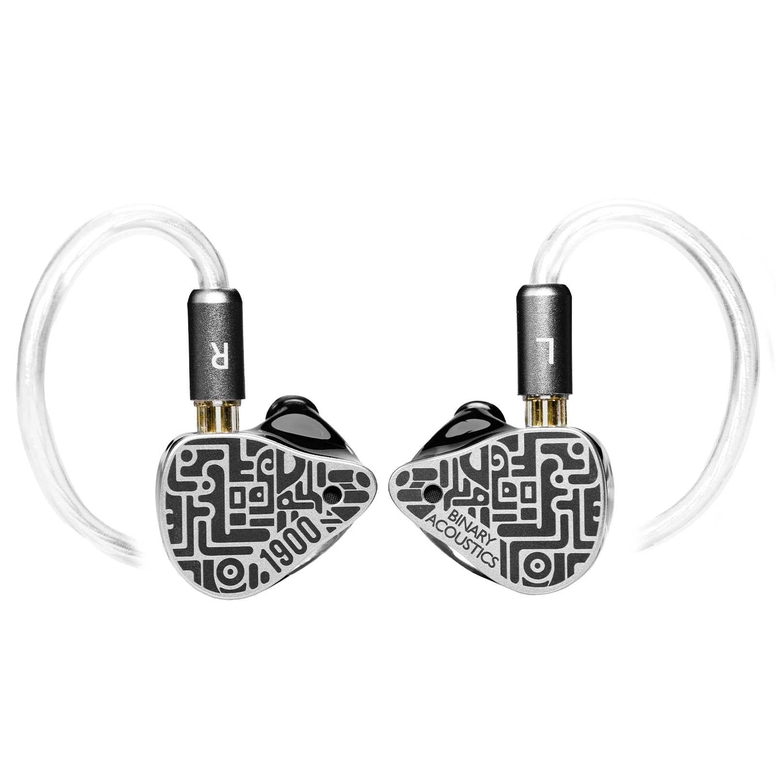 HiFiGo Binary 1900 Casque hybride IEM, pilote dynamique de 10 mm, radiateur passif de 6 mm et 4BA, moniteur intra-auriculaire croisé à 3 voies à triple tube, écouteurs filaires pour pop, EDM, rock et | Conçu pour les amateurs de musique moderne
