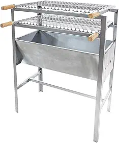 Churrasqueira De Aço Portátil Acompanha 2 Grelhas Inox Modelo 50x33x75