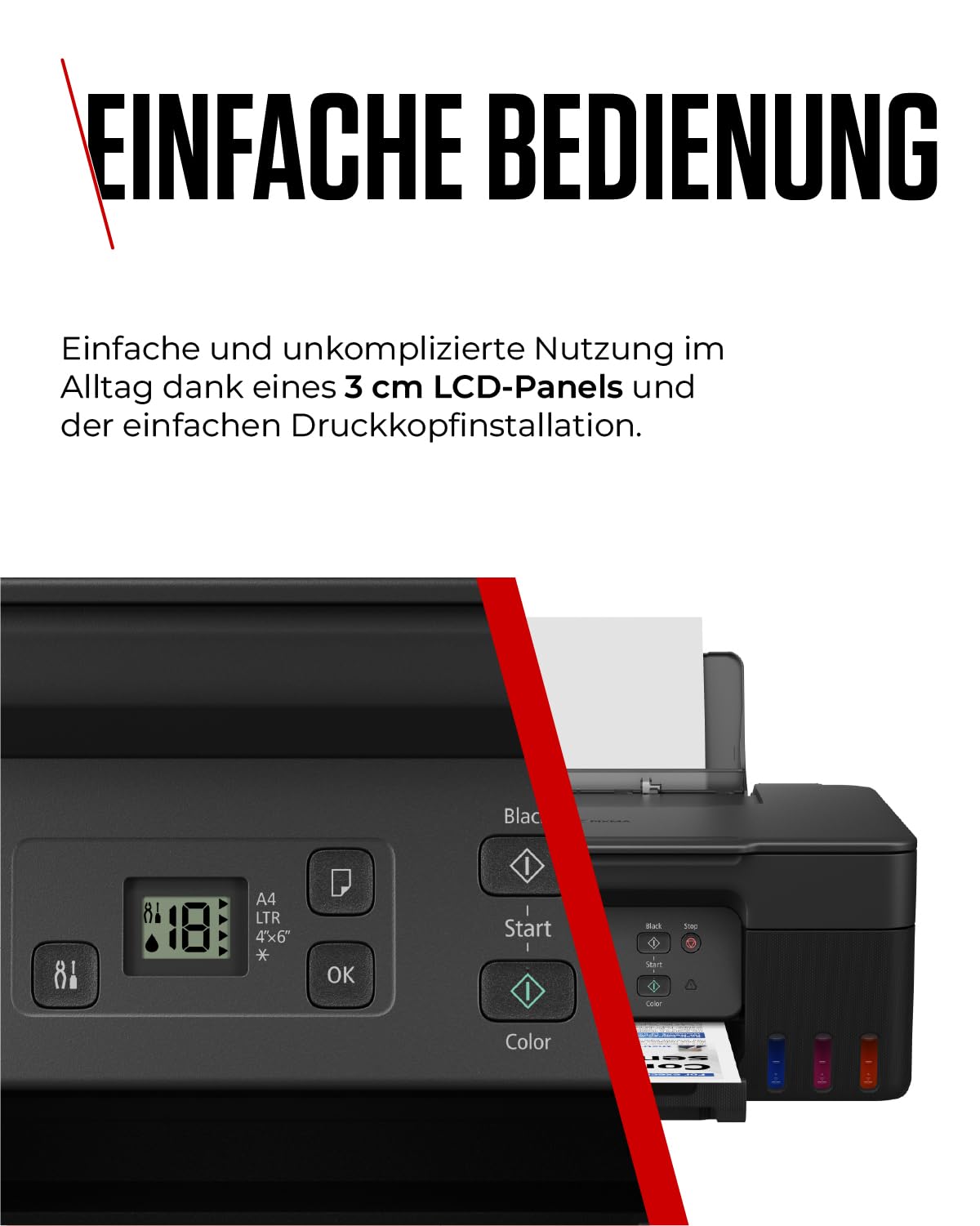 Canon PIXMA G2570 MegaTank 3in1 Multifunktionsgerät Große nachfüllbare Tintenbehälter DIN A4 (Scanner, Kopierer, Drucker, Farbtintenstrahldrucker, USB, LC Display), schwarz/grau