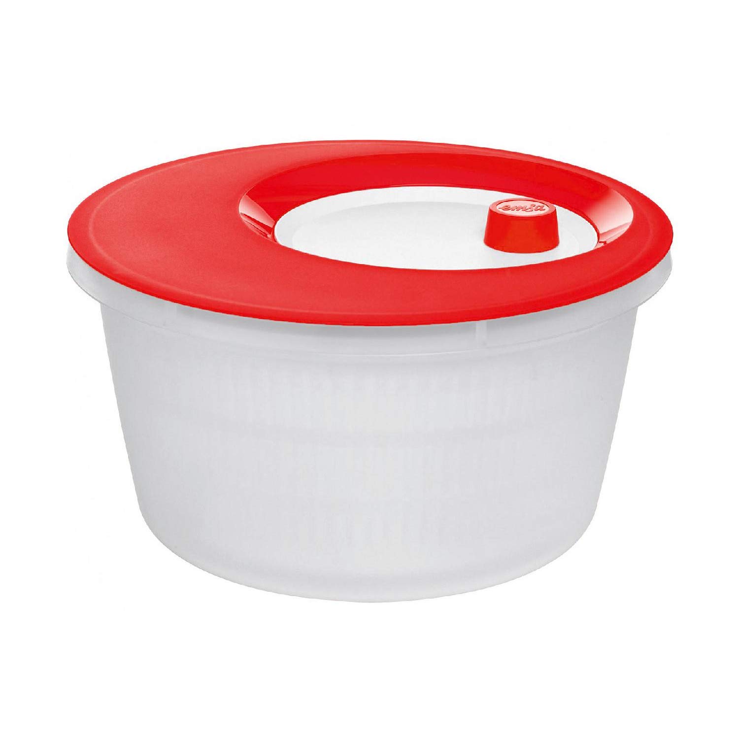 Emsa 505089 Salatschleuder mit Kurbel, 4.0 L, Rot/Transparent, Basic