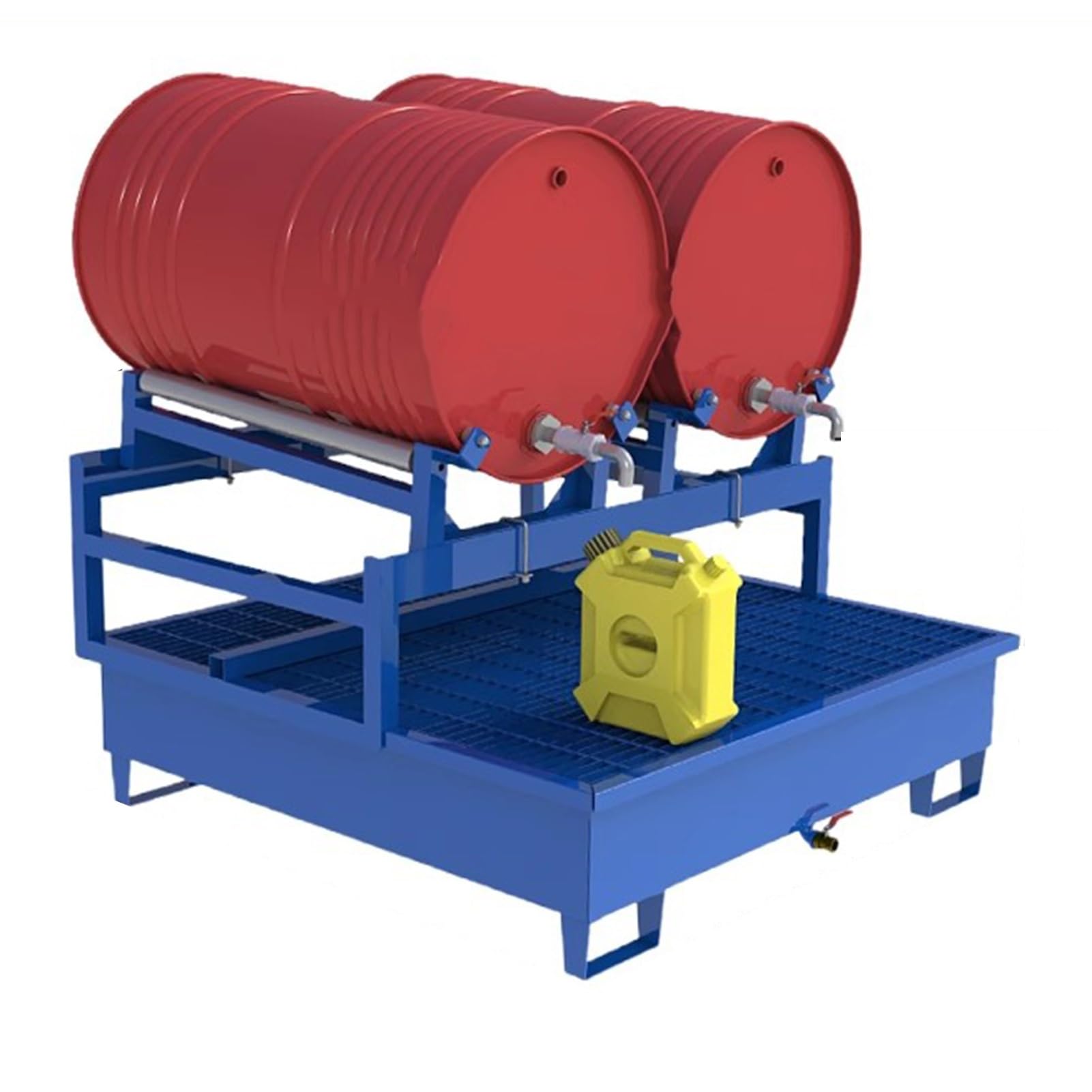 Tubo Acero 1,5 Mm Cuna Bidones 55 Galones con Plataforma A Prueba Fugas Estante Bidones Aceite Alta Resistencia Capacidad Carga: 1000-6000 Kg Estante Drenaje Aceite(125x125x68cm)