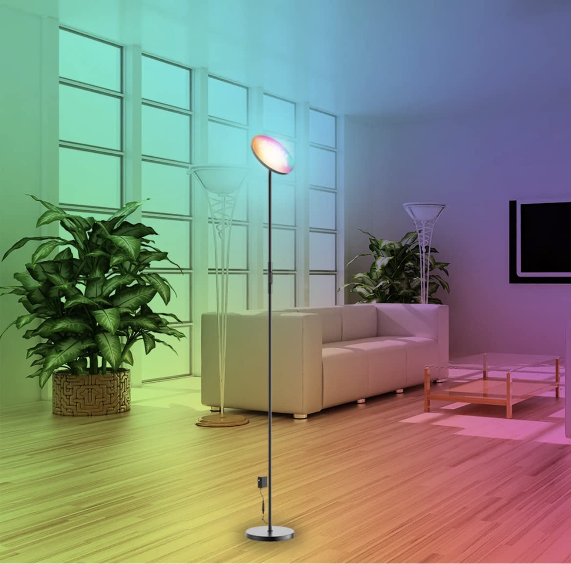 BEL AIR HOME - Lampada da terra 24W RGB LED + CTT SMART con APP MAGIC HOME per Amazon Alexa e Google Assistant
