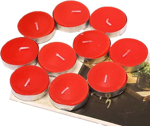 50 velas sin perfume Tealight de la fiesta de boda Velas decorativas de té - rojo