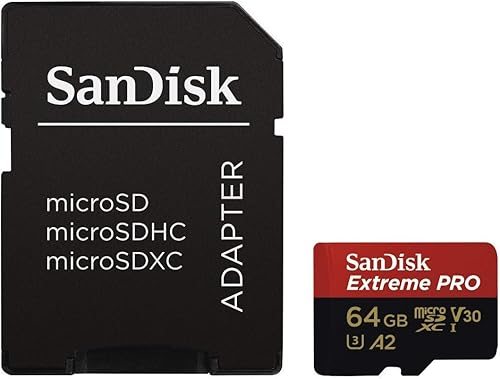 Sandisk Extreme Pro SDSQXXG-064G - Tarjeta de memoria micro SD de lectura U3 V30 de 64 GB, clase 10 UHS-I de 95 Mbps
