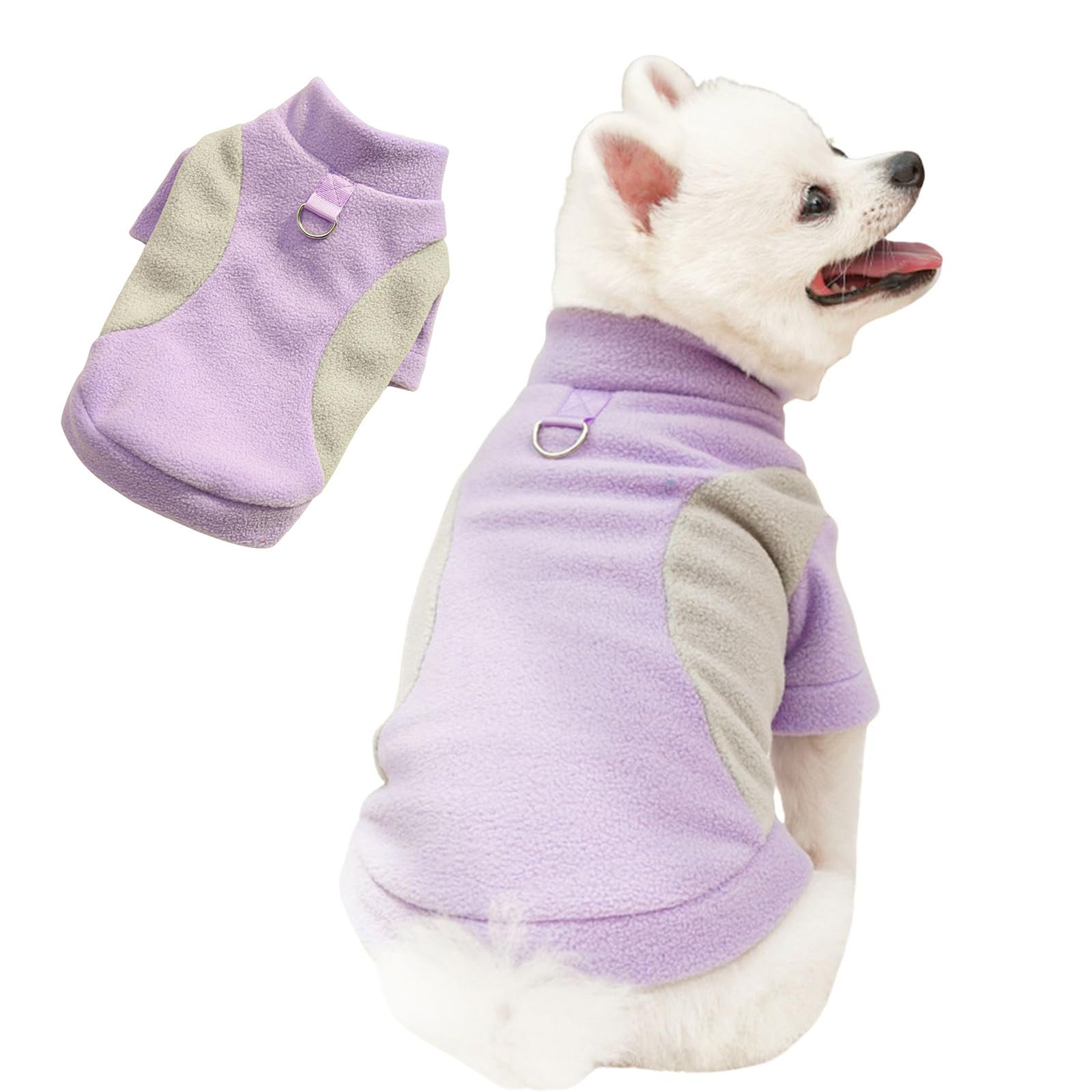 BT Bear Dog Warm Sweater Coat,Fleece Winter Sweatshirt Pullover Dog Jacket with D-ring for Medium Large Dogs,Purple_4XL