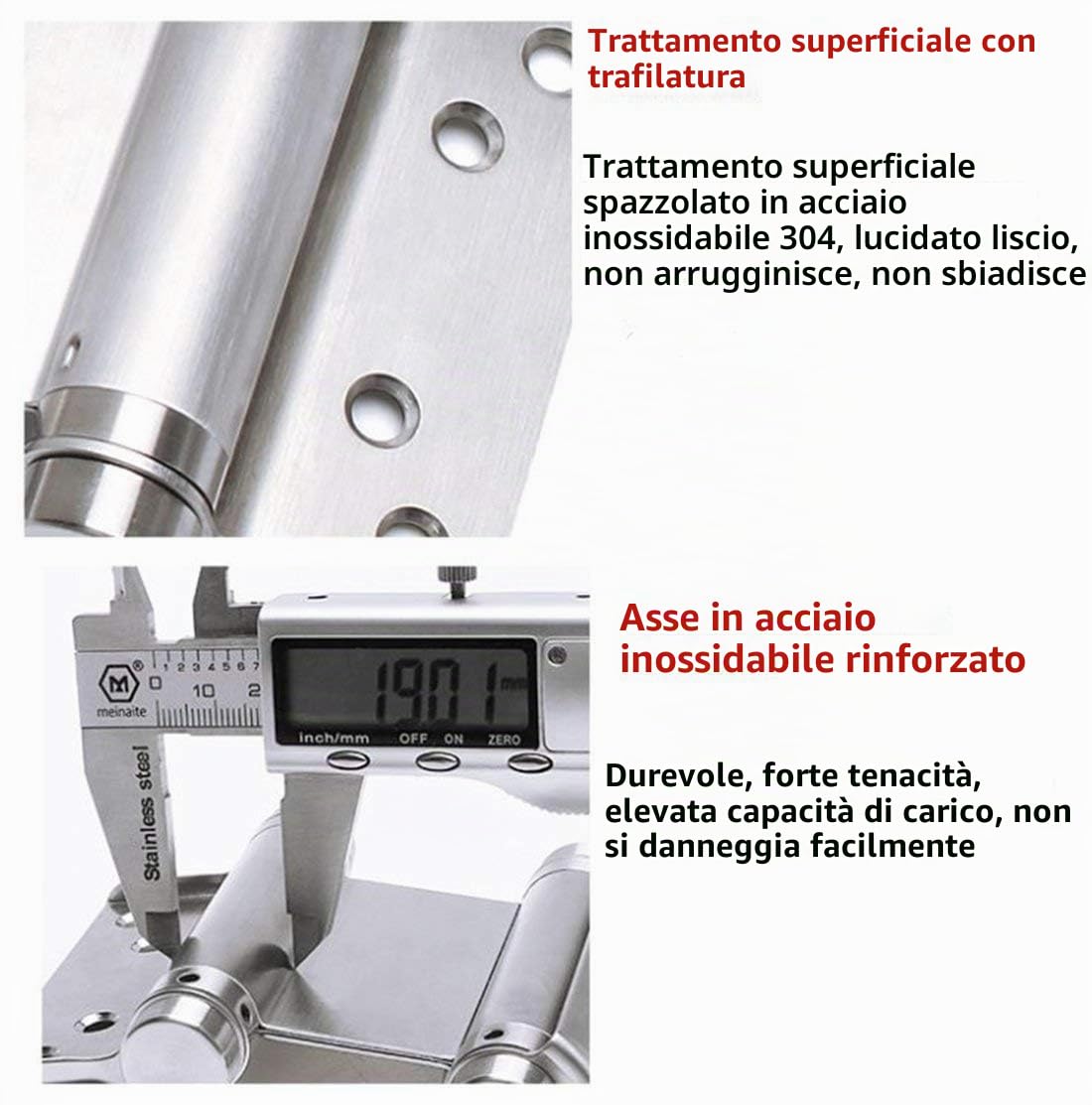 Ranbo 102mm cerniera a molla a doppia azione,cerniere per porte a battente due vie in 304 Acciaio Inox,chiusura automatica,tensione regolabile,per pendolo,saloon,caffè,bar.carico massimo20 kg(2 pz)