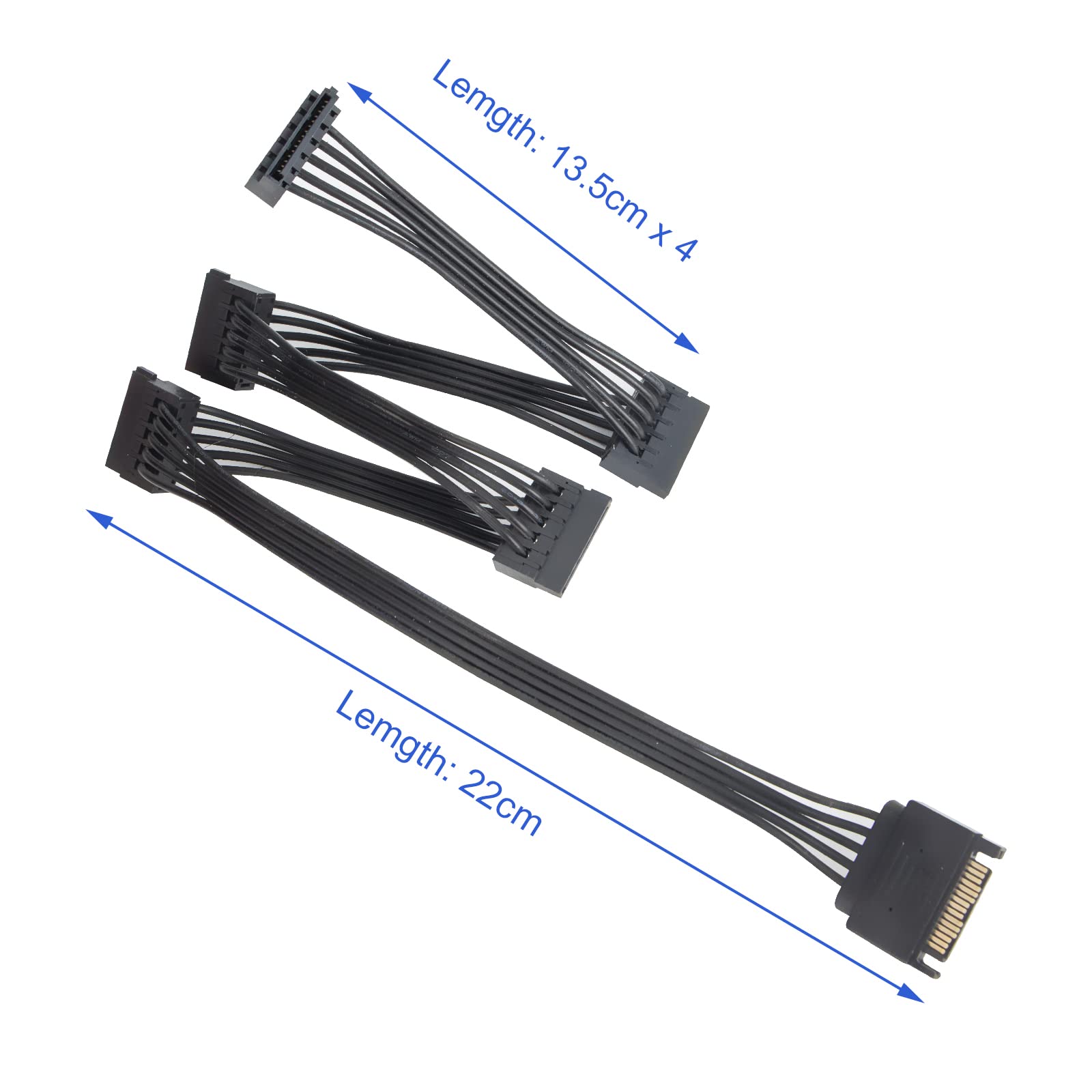 Paquete de 2 cables de extensión de alimentación SATA de 15 pines a 5 SATA para HDD/SSD - 21 pulgadas 6