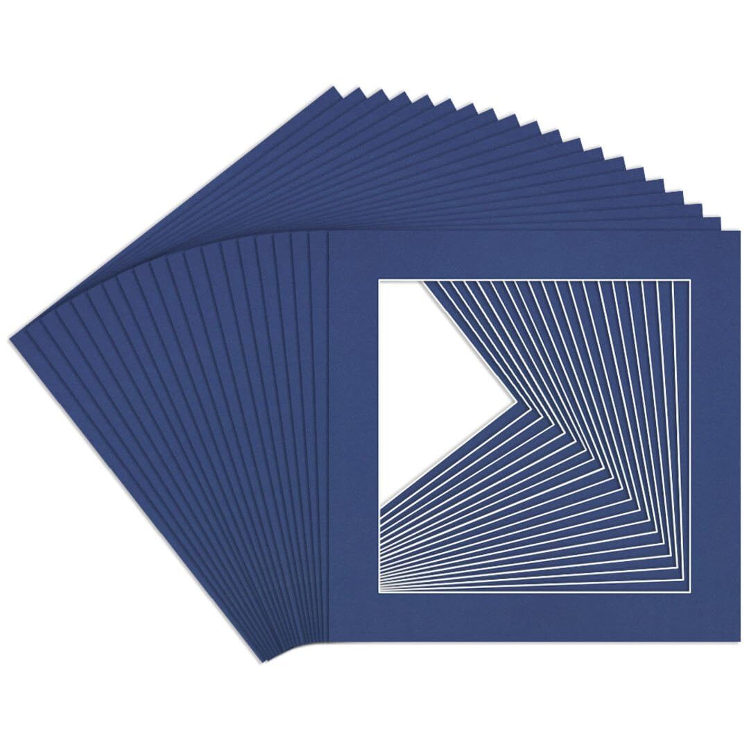 Procut Global 40x40cm Blue Picture Mounts to Fit 30x30cm Aperture - Precision Cut Cardboard Photo Mount - Ideal for Frames, Prints, Artwork & Certificates - Sizes & Colours Available - 20 Pack