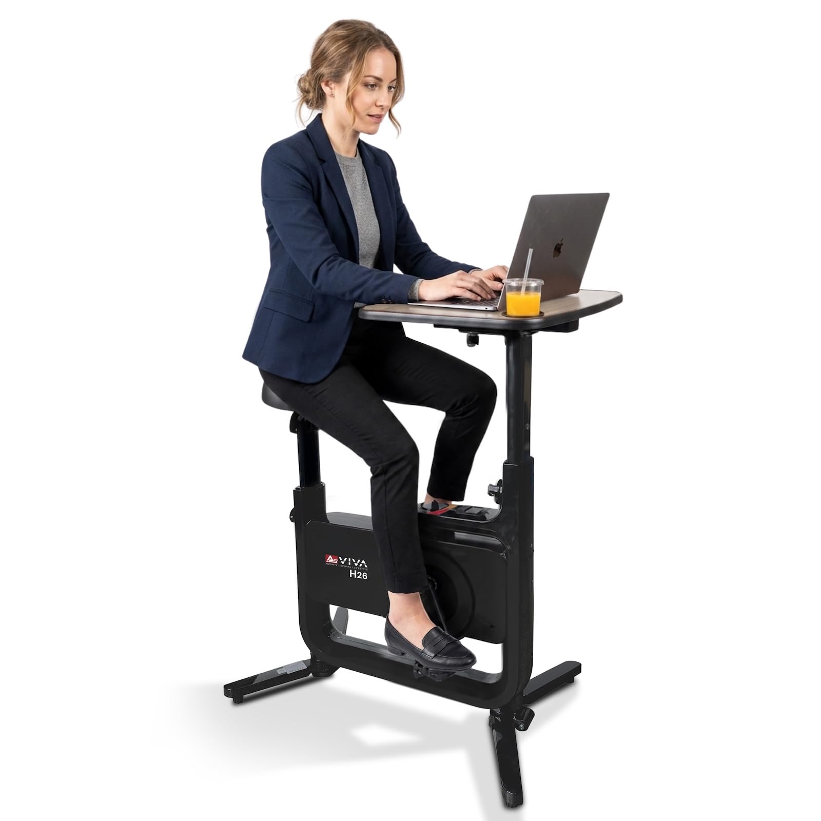 AsVIVA H26 Desk-Bike rower treningowy – rower biurkowy z regulowanym blatem, rower fitness do biura i domu, cichy hamulec magnetyczny, 8 poziomów oporu, komfortowe siodełko 360°, kółka transportowe