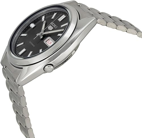 Miniatura 3 de SEIKO 5 Reloj automático para hombre SNXS79 con esfera negra y pulsera de acero inoxidable plateado, Mecánico,Automático,Reloj automático