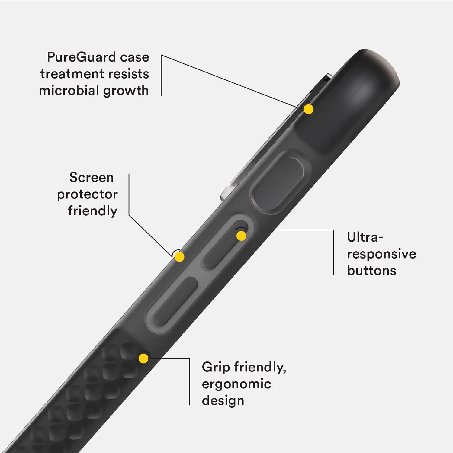 BodyGuardz Ace Pro for iPhone 14 Case, Premium Shockproof Technology with 14FT Military Grade Drop Protection, Wireless Charging, Responsive Buttons - Clear Smoke/Black