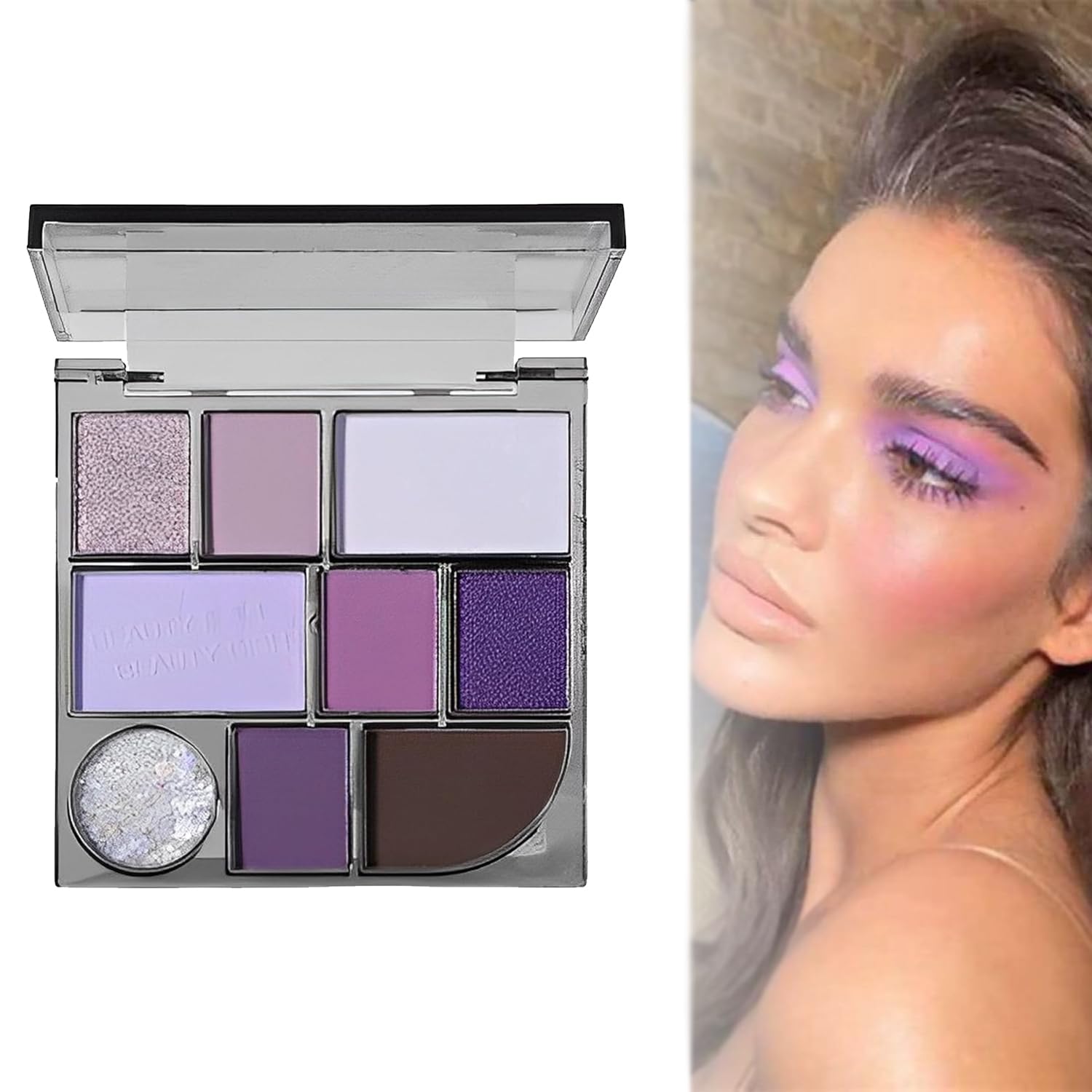 Azonee yeshadow Palette Matte Purple Pallets 9 Eye Shadow Shades Glitter Light Violet Makeup Set,Intense Color,Blendable Pressed Pigment Eyeshadow For Women Girls Gift (Purple)