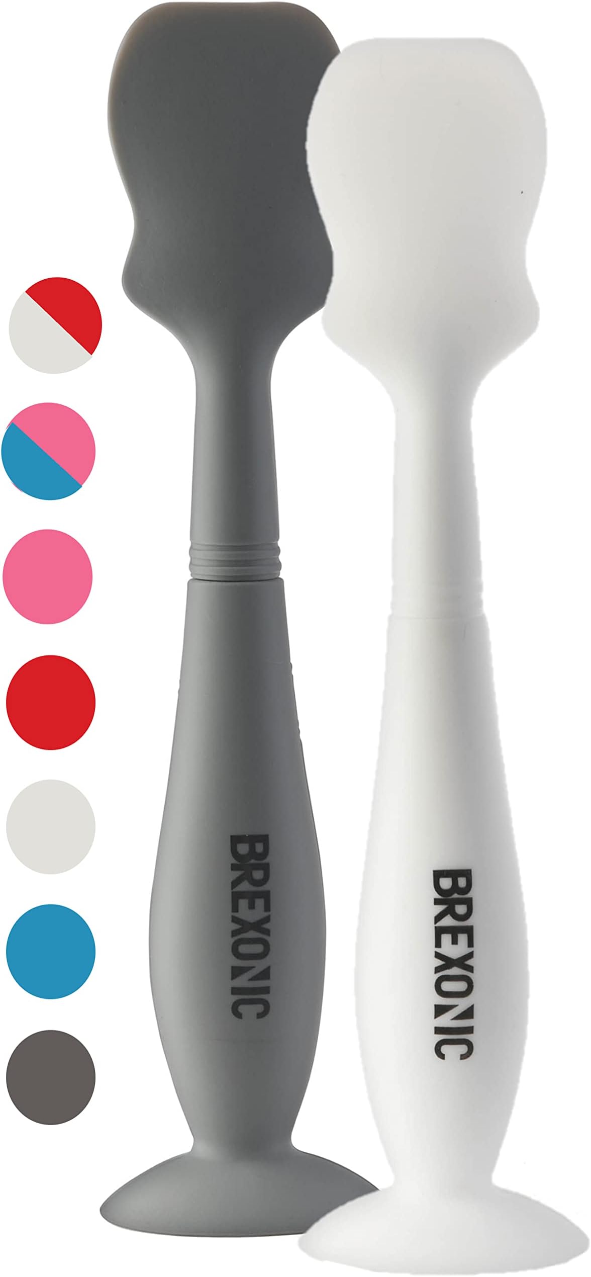 BREXONICDiaper Cream Spatula, Baby Butt Spatula For Diaper Cream, Soft Flexible Silicone Baby Bum Brush, Suction Base Diaper Cream Applicator (2 Pk White & Grey)
