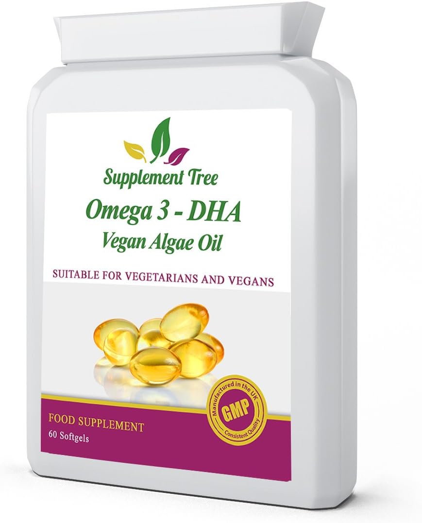 Vegan Algae Oil Omega 3 DHA Essential Fatty Acid & Vitamin E | 60 Soft gels | Fish & Gelatin Free | Non GMO, Vegans & Vegetarians Friendly