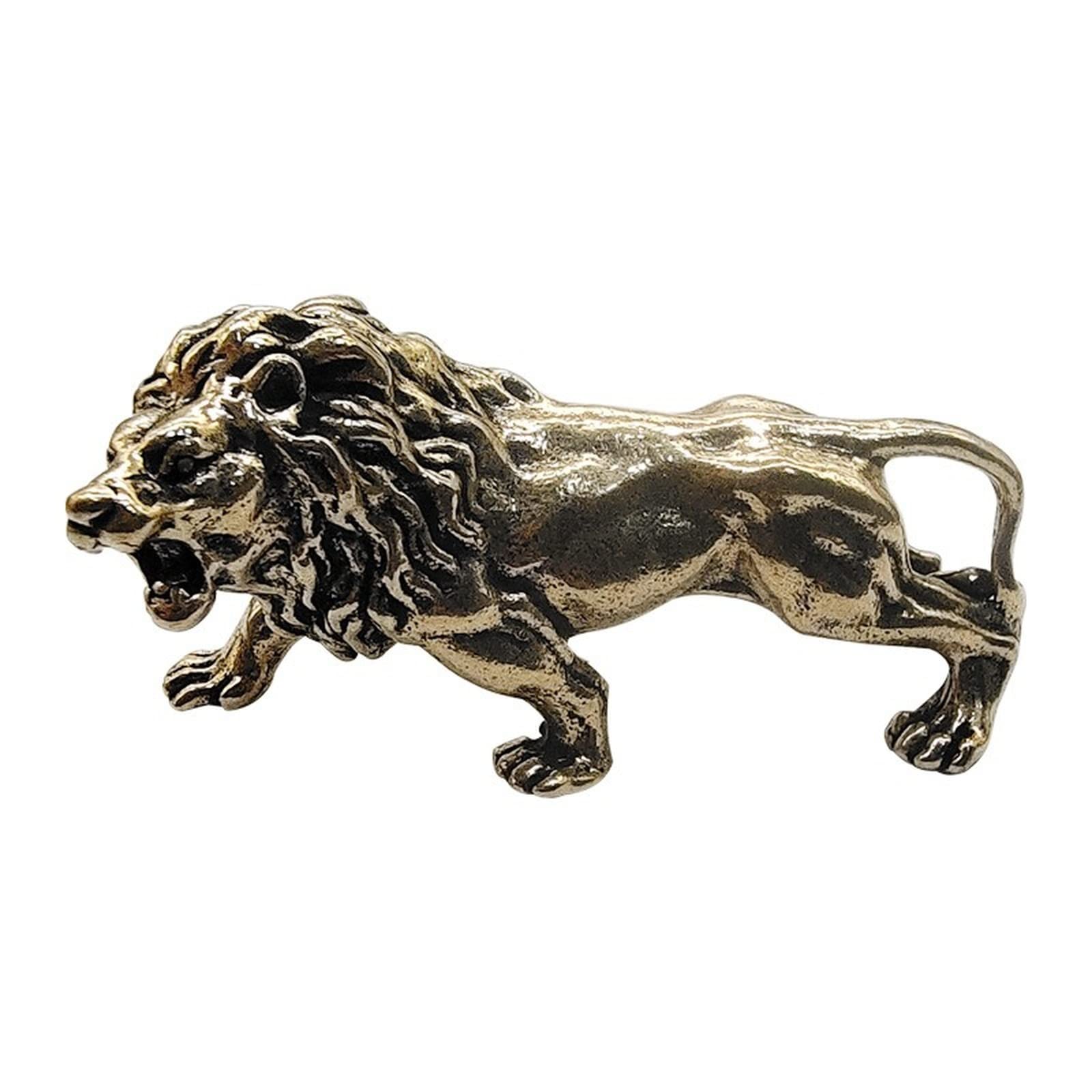 NGDFGR Solid Copper Lion King Miniatures Figurine, Brass Animal Lion Statue Home Study Office Desk Children'S Room Decoration