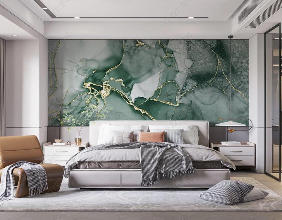 Poster géant mural marbre vert pour créer un salon style nature chic