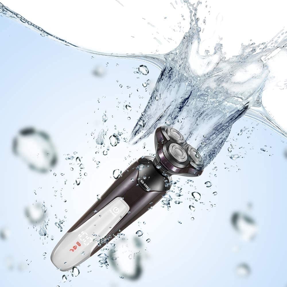 GeRRiT Rasoi elettrici per gli uomini Bald Head Rasaver Led Mens Elettrico Rasatura Rasatura Rasoio ricaricabile Bambino Bagnato Dry Rotary Rasoio Rasoio Grooming Kit con ritagli naso Capelli Trimmer