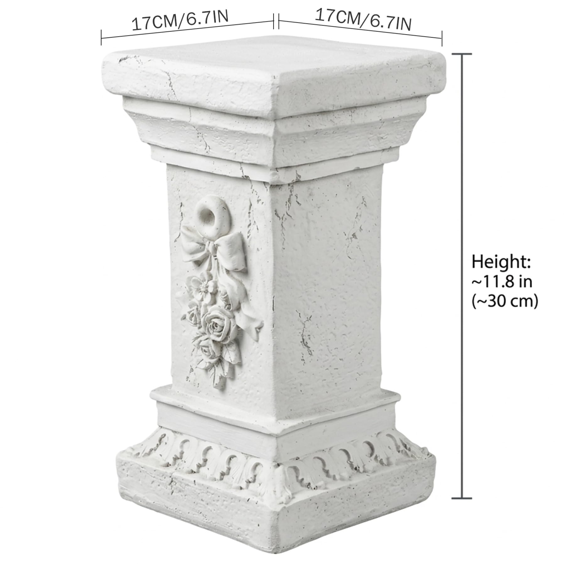 Piedistallo da Giardino per Statue, Supporto per Piante in Resina Resistente Alto 30 cm, Piedistallo da Esterno Resistente alle Intemperie per Sculture, Vasi da Fiori