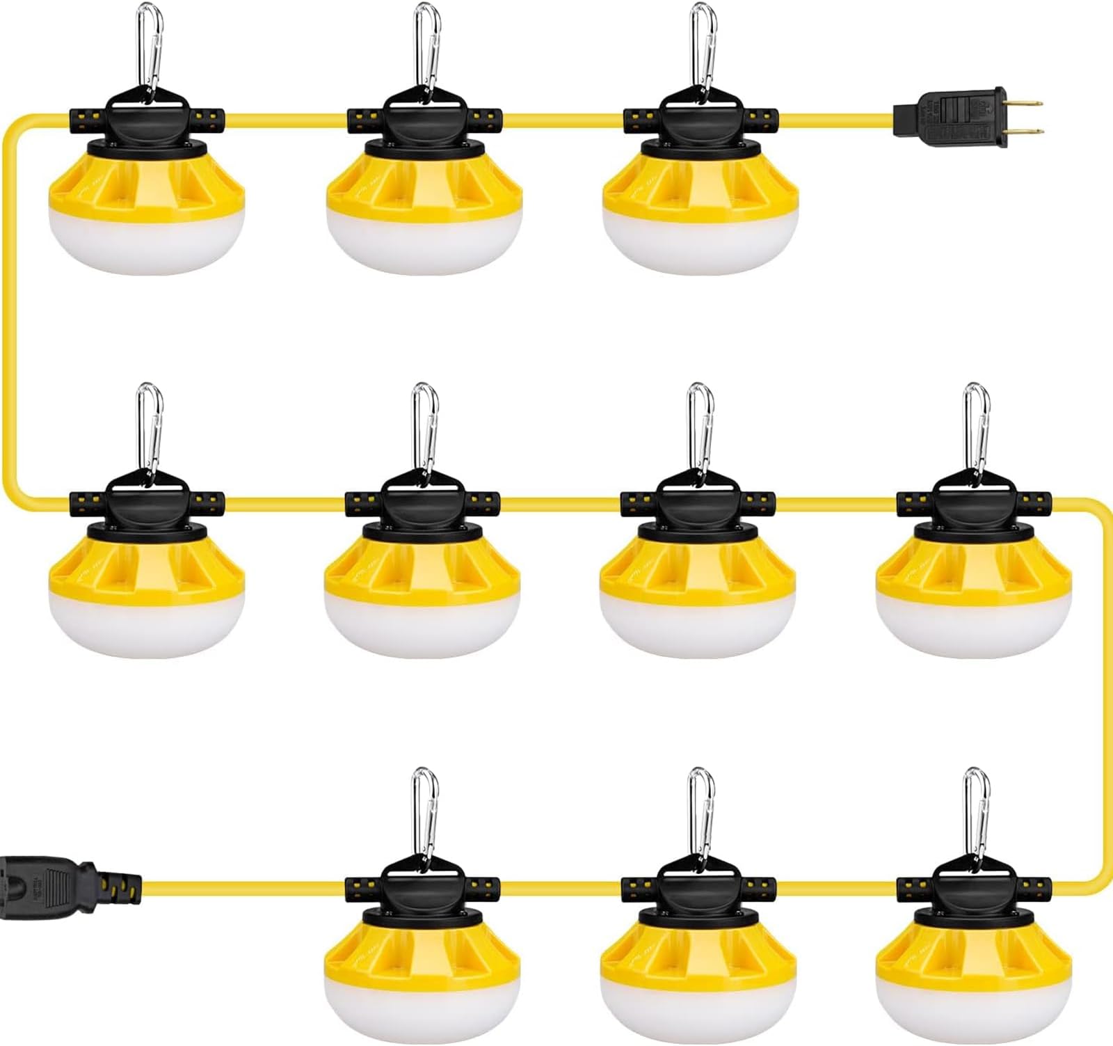 100FT LED Construction String Lights, 100W 10000lm Outdoor String Work Light Temporary Lighting, ETL Listed