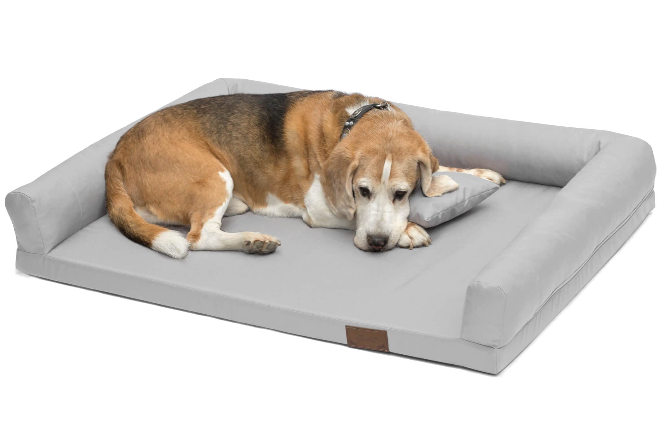 Juelle Cama Ortopédica para Perros Grandes, Colchón Ergonómico con Laterales para Perros Grandes, Funda Extraíble, Lavable a máquina, Lucky 2XL (Tamaño: L - 120 x 90 cm, Ceniza Clara)