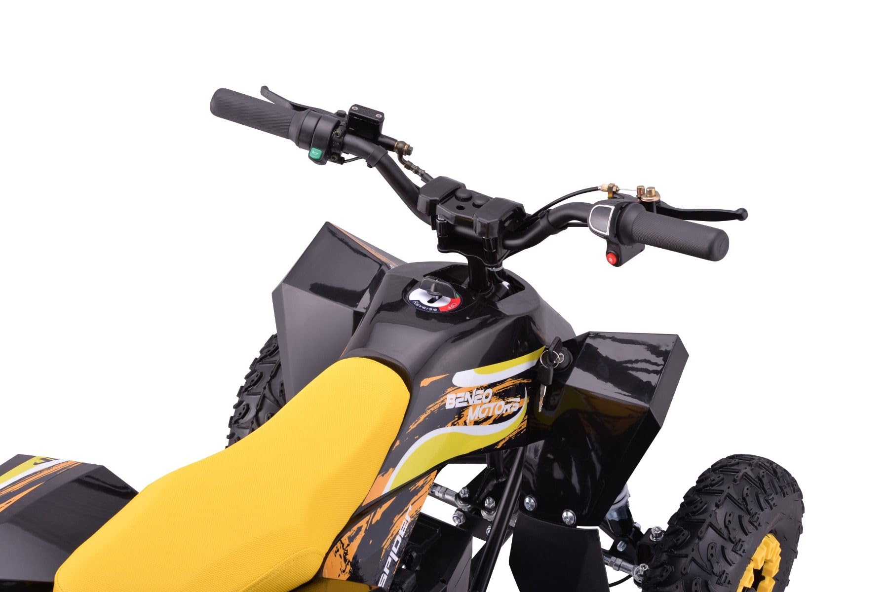 ATV eléctrico Quad para niños Spider Amarillo - 1000 W, Batería: 36 V (3 x 12 V/12 Ah), a partir de 5 años+