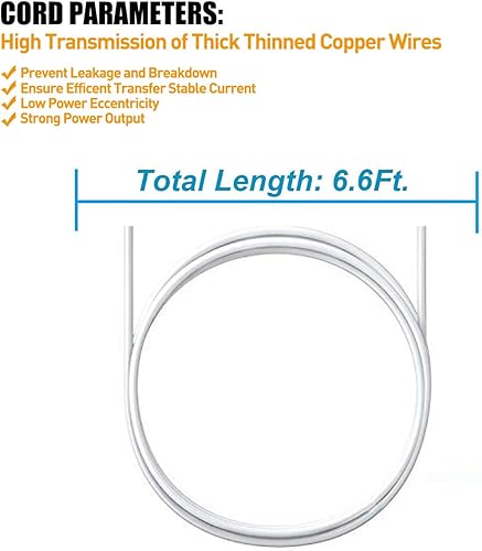 Miniatura 3 de Adaptador de CA de 6V para monitor de presión arterial Omron Hem-ADPTW5, UL listado EE. UU. con cable extra largo de 6.6 pies, cable de alimentación