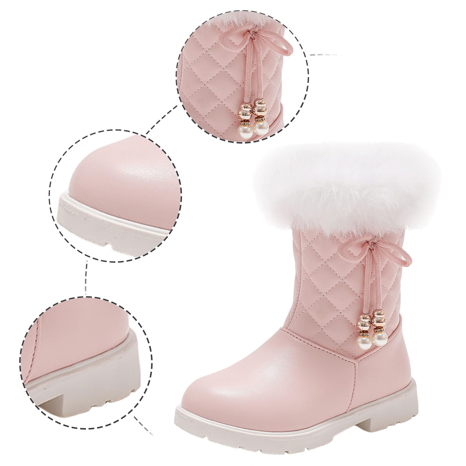 Botas niños fácil Poner Botas de Nieve para niñas de otoño e Invierno con de, Antideslizantes, cálidas y cómodas, Botas con Cremallera Lateral y de Color (29.5 Little Child)