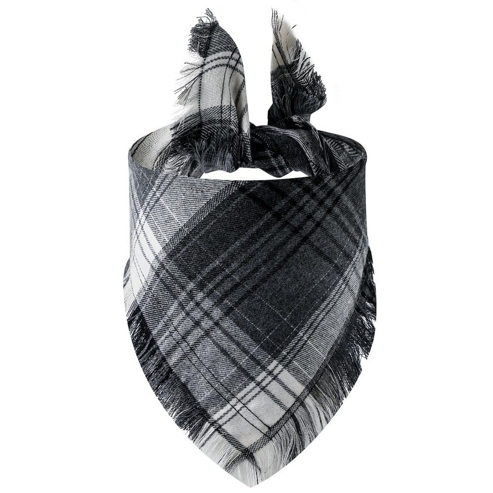Dog Bandanas, Cotton Plaid Dog Scarfs Washable Triangle Pet Bibs Kerchief for Cats Puppy Small Dogs Medium Large Dogs,Black โ image 1