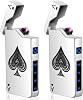 Pack of 2 USB Electronic Lighters Electric USB Lighter Arc Lighter LED Dual Arc Lighter with Battery Indicator Windproof Plasma Lighter Release Lighter at the Touch of a Button Silver