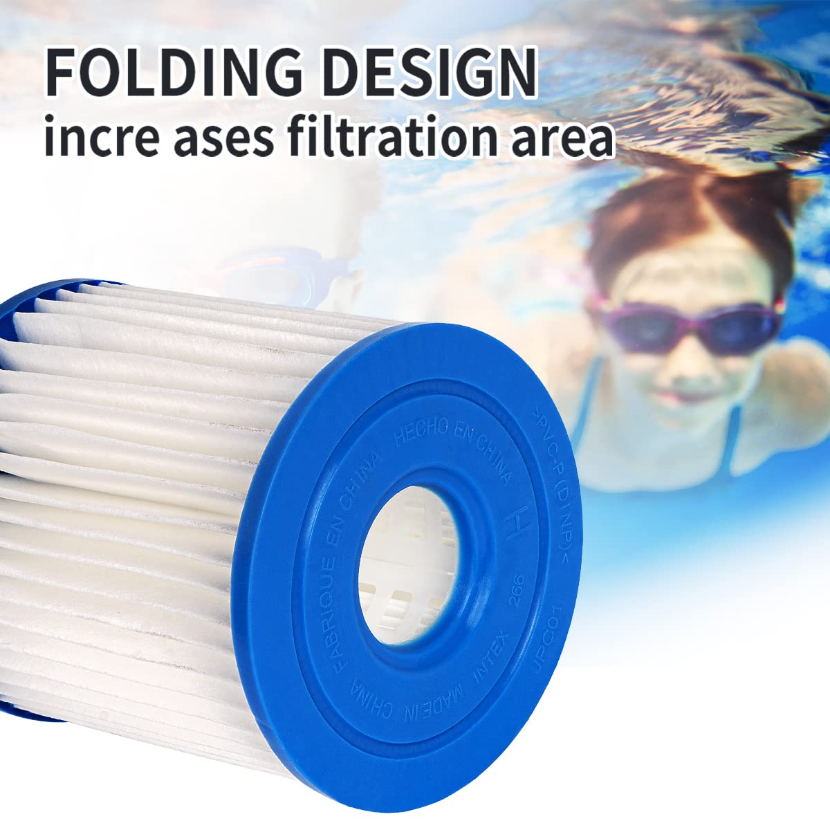 Lot de 4 filtres de Rechange pour Intex Piscine Cartouche de Filtre Type H 29007E,pour Filtre Pompes 28601, 28602