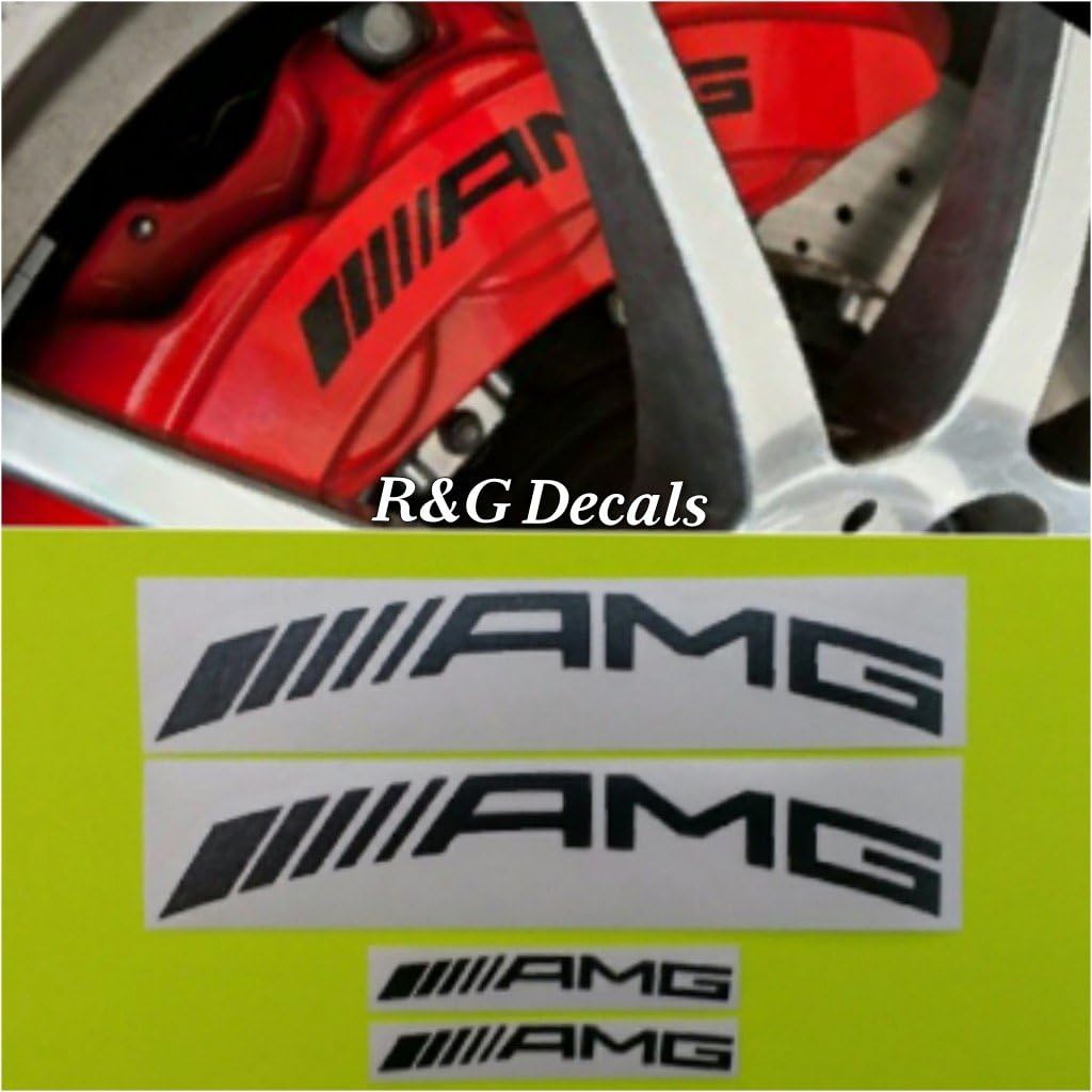 AMG R&G Curve High Temp Brake Caliper Decal Sticker Set of 4 Decals (Black)