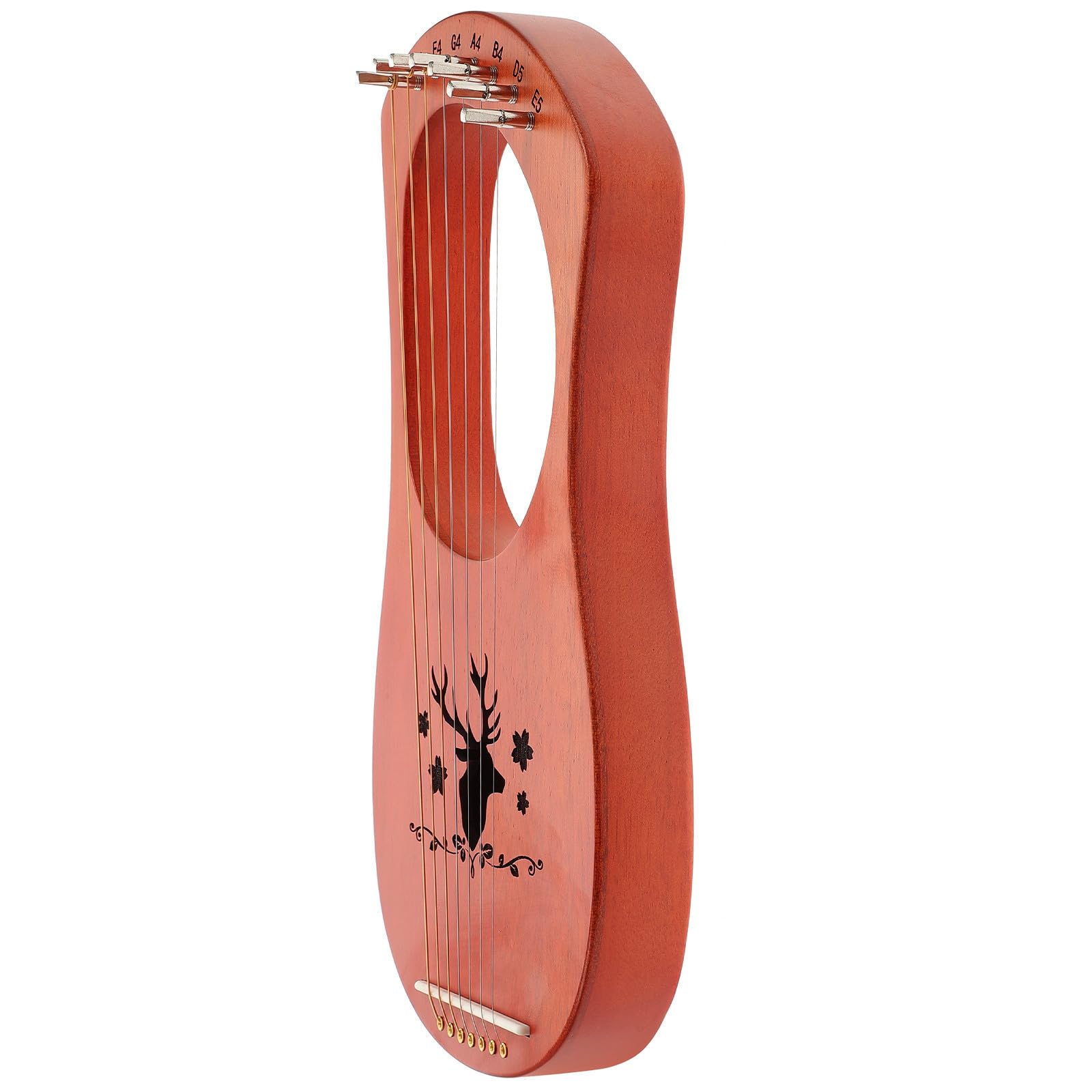 INOOMP Strumento Lira per Principianti 7 Corde in Legno e Acciaio, Suono Melodioso e Brillante, Design Portatile Bordi Arrotondati