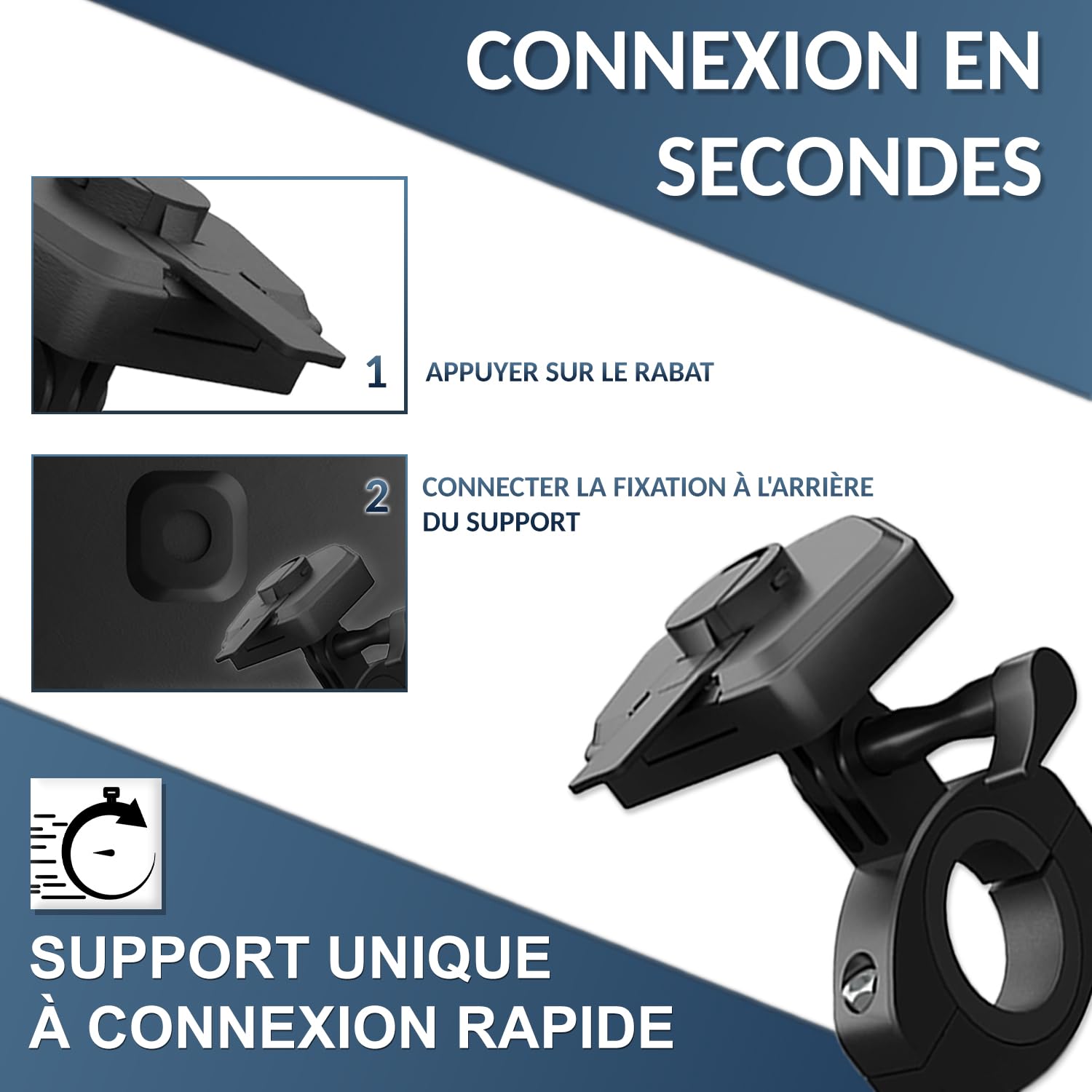 Support Téléphone Moto Vélo Étanche Connexion Rapide jusqu'à 7,5" | Coque avec Visière Antireflet, Fixation de Guidon Incassable