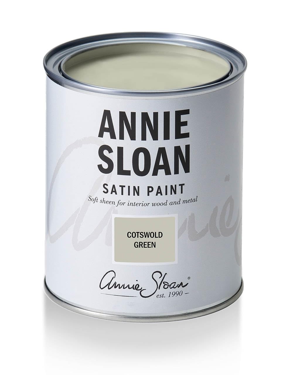 Annie Sloan Satin Paint (Cotswold Green, 25 Fl Oz/750 mL). Soft sheen for interior wood and metal. Self-leveling, all-in-one paint with no wax or lacquer required.
