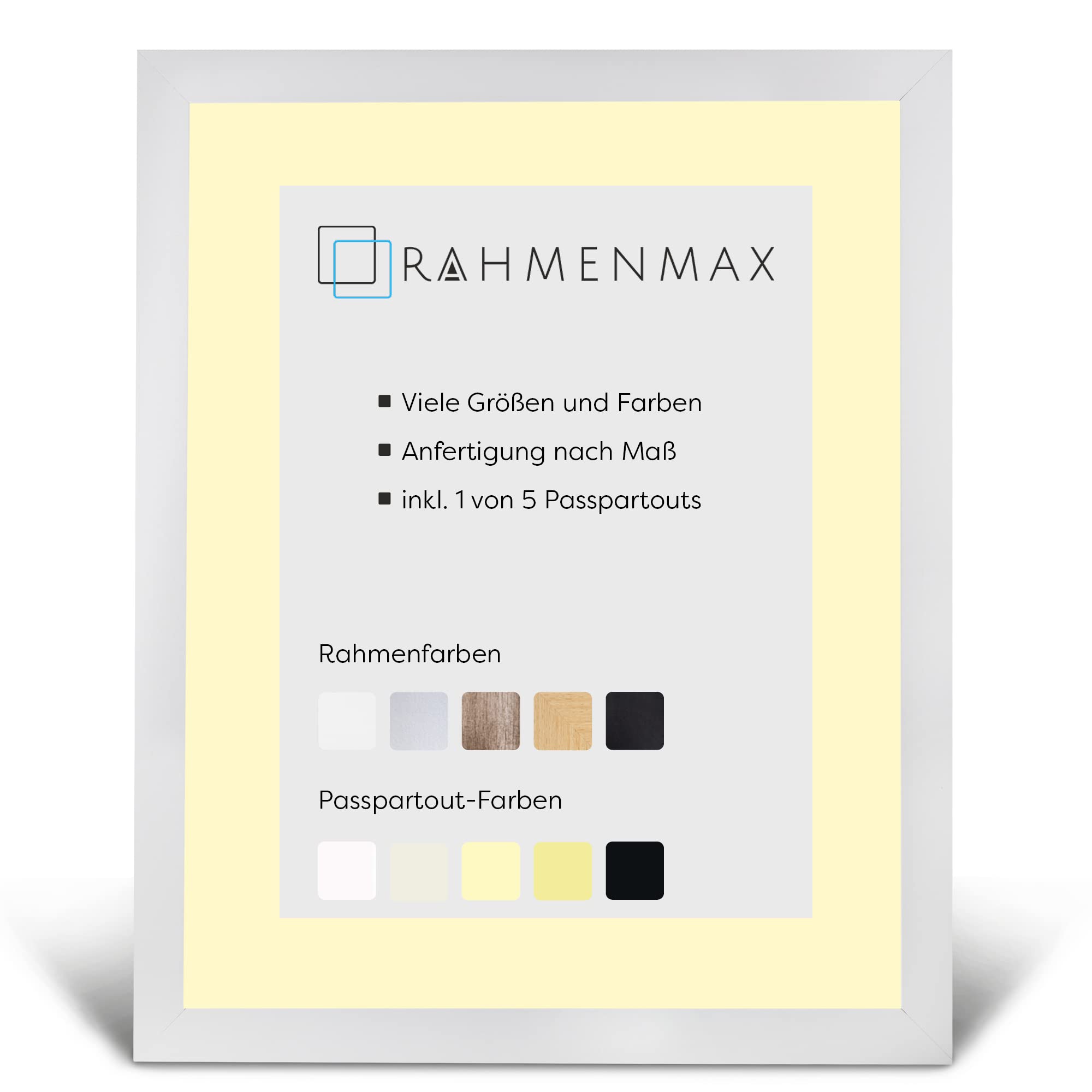Cadre photo 50x65 cm Morena avec passe-partout blanc en MDF