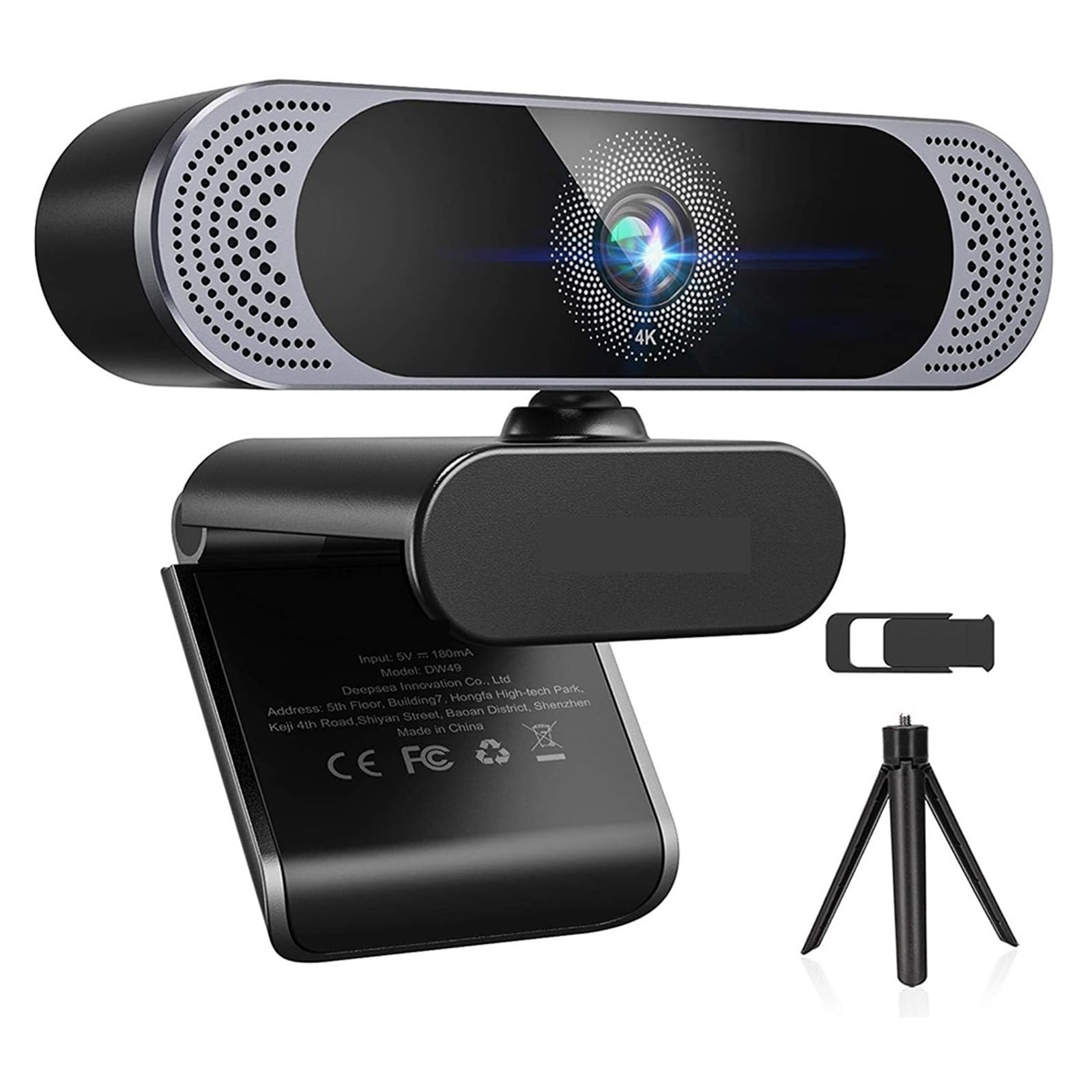 Webcam, Webcam HD 4K 8MP con microfono con cancellazione del rumore/copertura for la privacy/presa for treppiede Riproduci videocamera Web USB for video di riunioni
