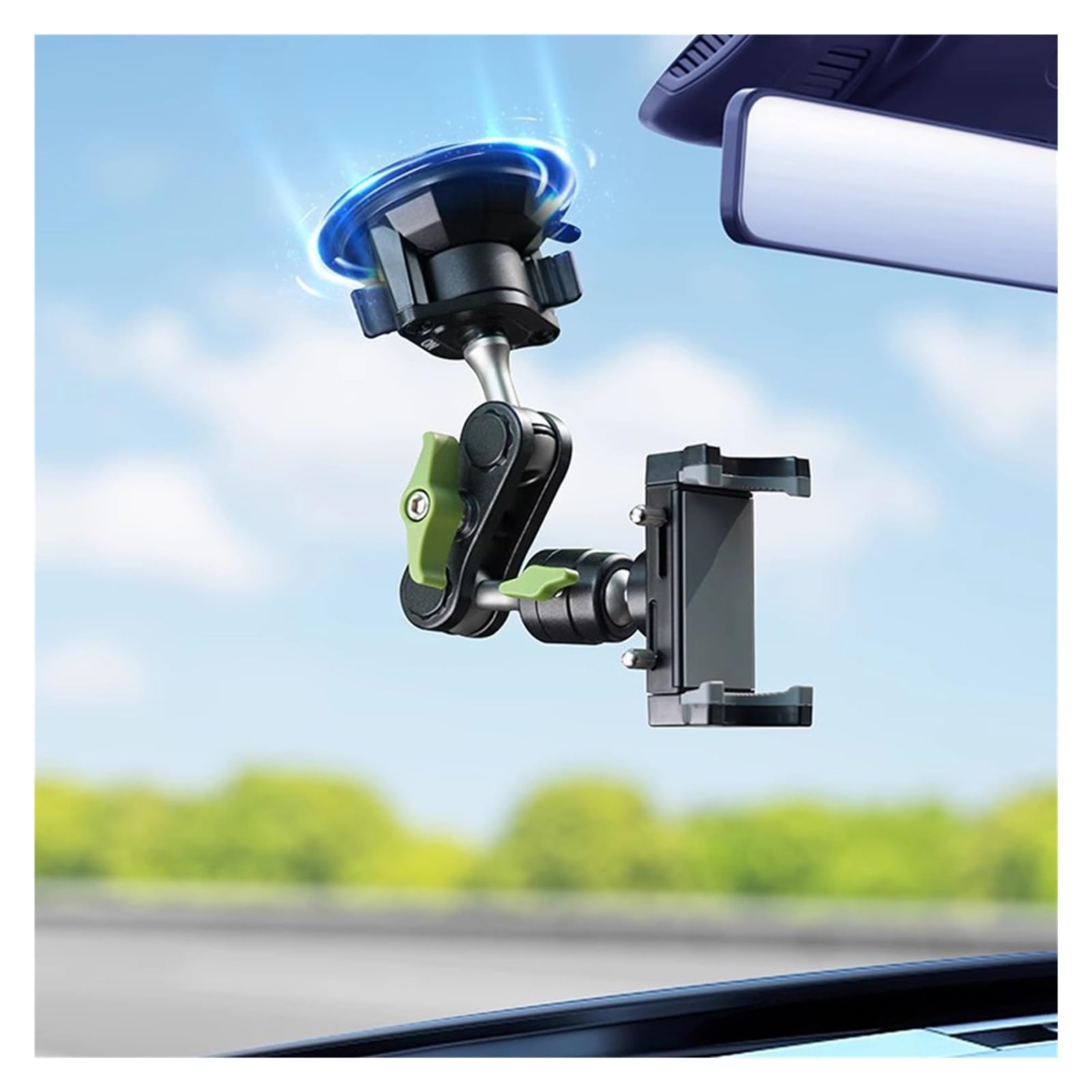 HIONJIN Car Phone Holder Suction c car Mount Metal Shooting Stabilizer(D)