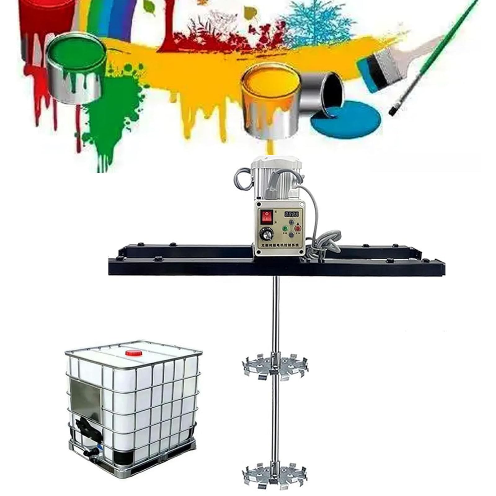 YNBSHGAA Electric Stirrer for IBC Tank, 1000 L Paint Mixing Machine with Adjustable Stainless Steel Rod and Impeller for IBC Barrels, Open Barrels,TypeD
