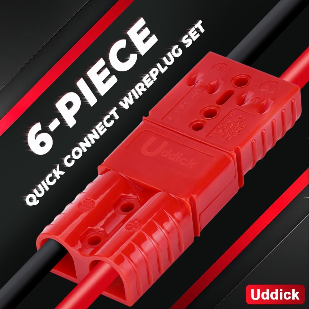 6PCS 120A Battery Cable Quick Connect/Disconnect Connector Plug Kit for Car Forklift Motor Winch Trailer (Red 2AWG)