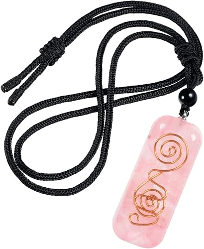 Nupuyai Collar con colgante de cristal de orgón curativo ajustable para mujeres y hombres, colgante de piedra de amuleto de cristal con cuerda negra