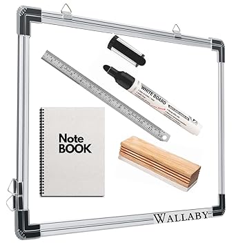 WALLABY Non Magnetic Double Sided 1.5x2 White Board Surface and Chalk Board Surface Whiteboard for Office and Classrooms (1.5x2) Feet +Marker +Duster +Notebook +30cm Scale(Pack of 5 Items)