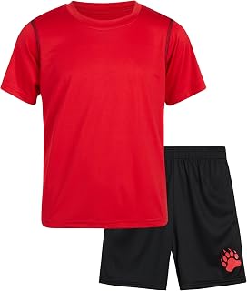 Active Boys Short Sets - 2 Piece Performance Crewneck Short Sleeve T-Shirt and Shorts Boys Athletic Sets (8-18)