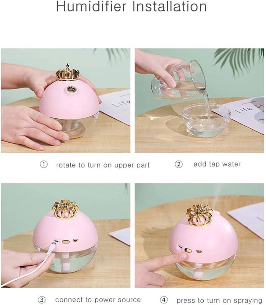 Amazon.co.jp : 小型加湿器 卓上 加湿器 クラウン加湿器 320ml USB加湿