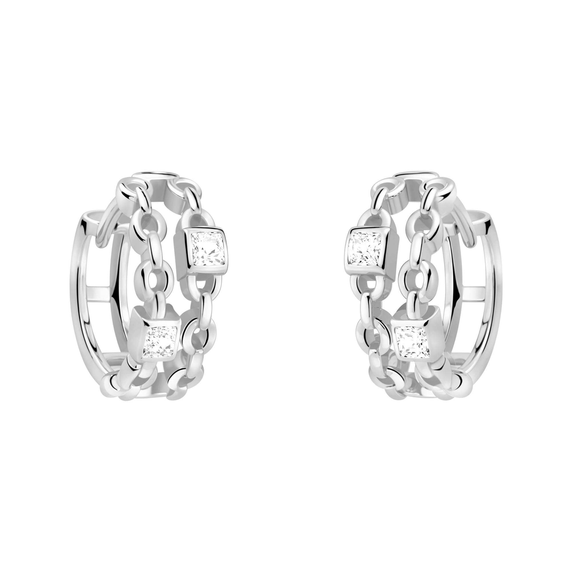 SOFIA MILANI - Damen Ohrringe 925 Silber - mit Zirkonia Steinen - Ketten Creole
