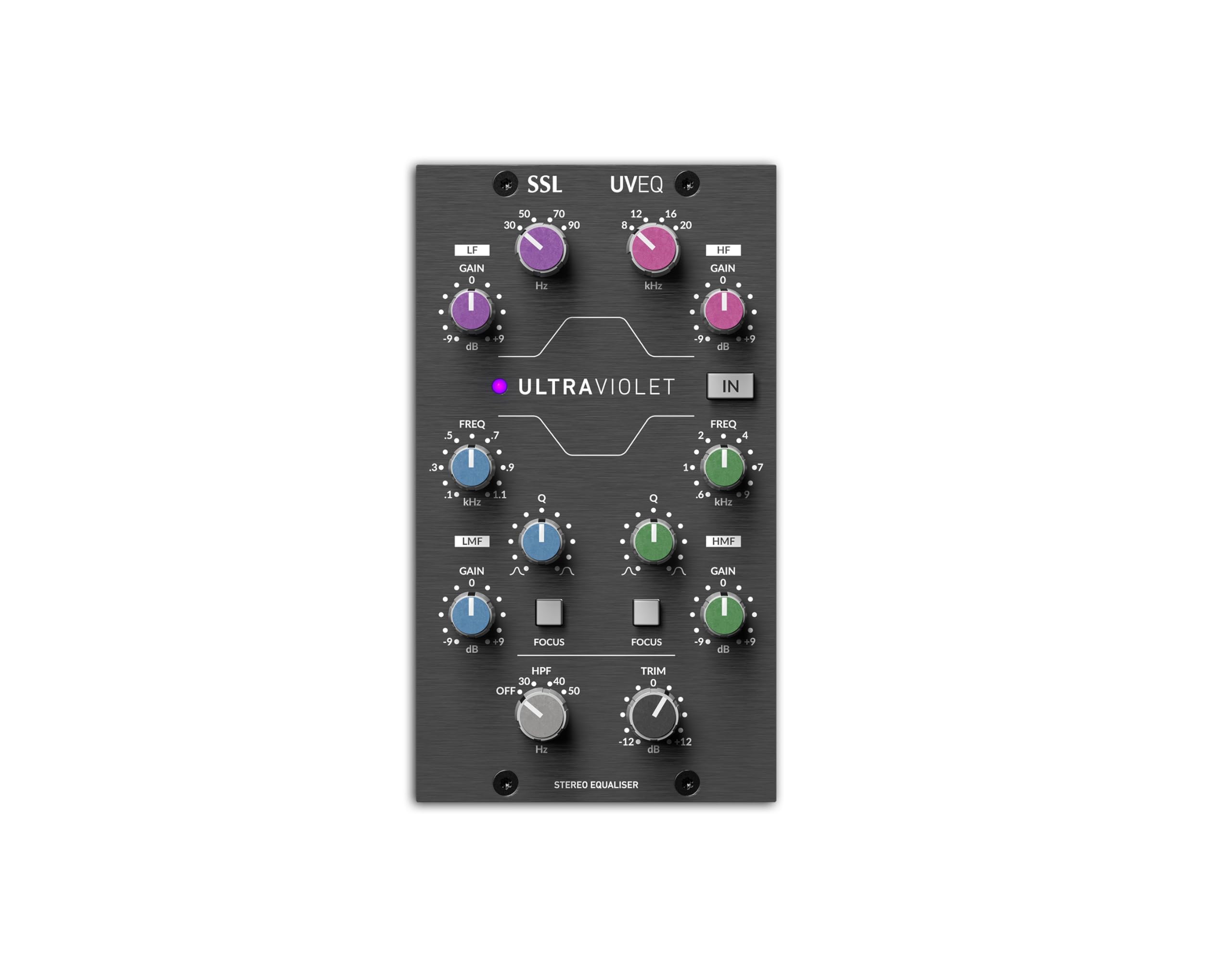 Solid State Logic UltraViolet EQ 500 Series Stereo Equalizer with Minimum-Phase Design, Dual Fully Parametric Mid-Bands, and Output Trim