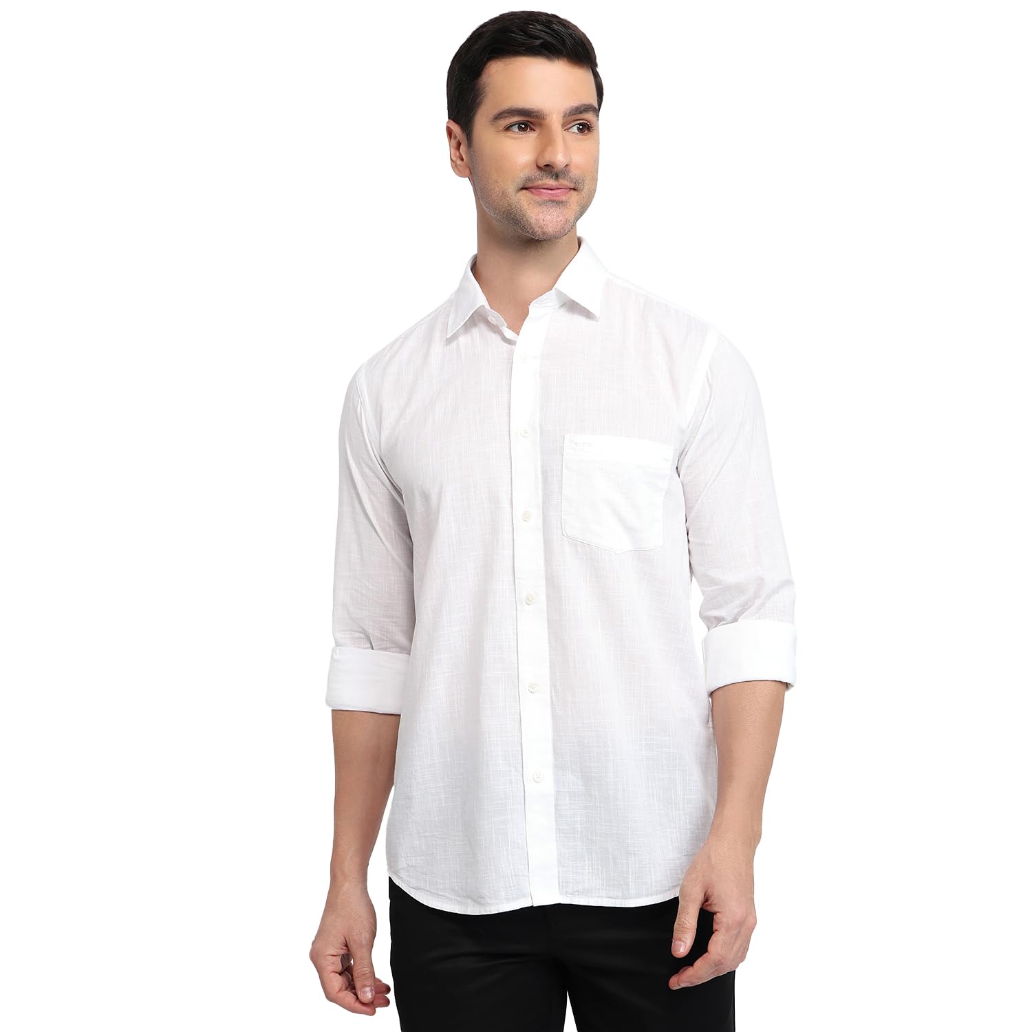 colorplus Men's Regular Fit Solid Casual Shirt - Pure Cotton Full Sleeve Smart Casual Wear | White-picture-10