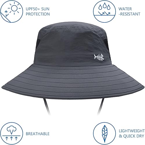 Miniatura 10 de BASSDASH Sombrero de sol transpirable UPF 50+ con cubierta facial extraíble y solapa para el cuello, sombrero de pescador de ala ancha para pesca,