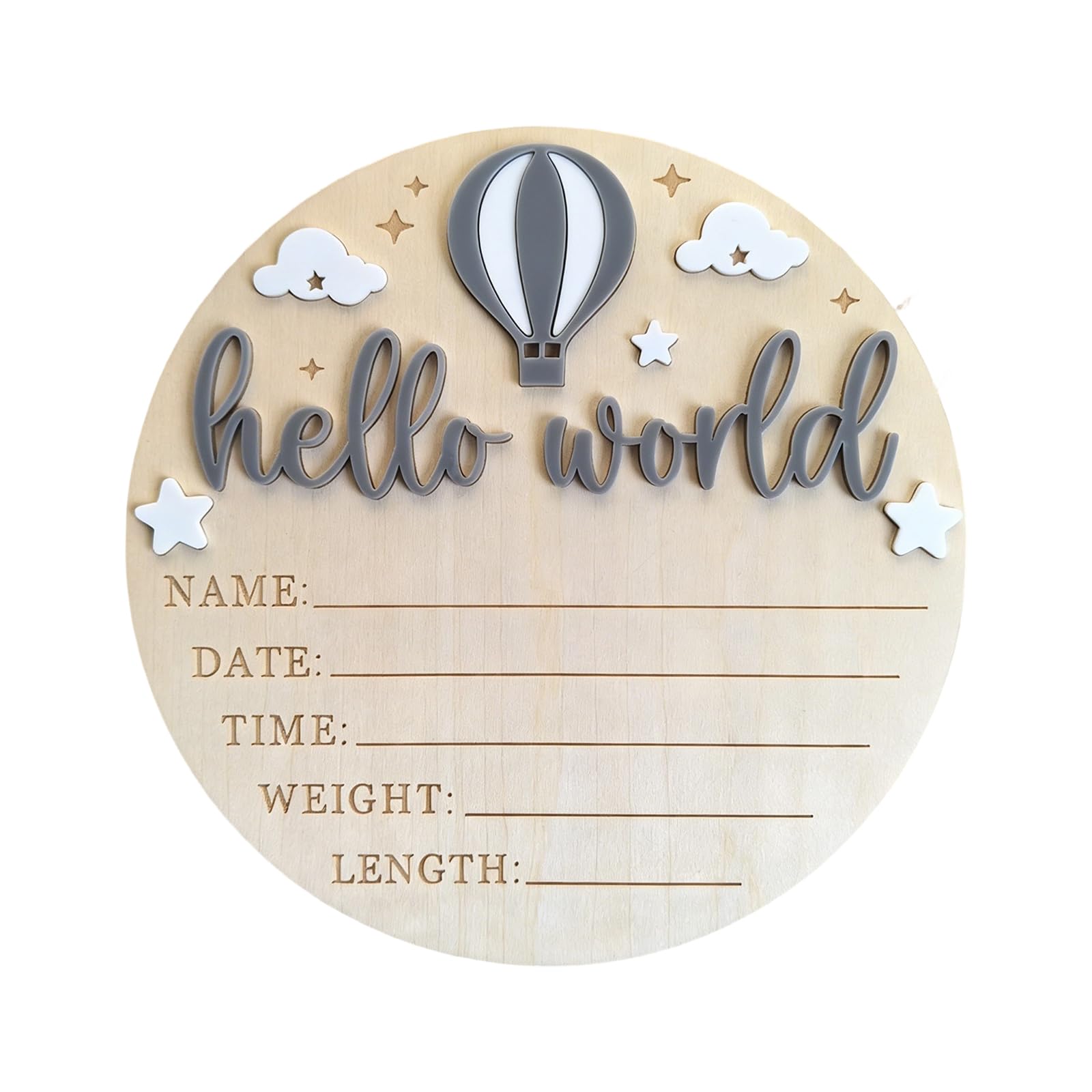 Mekalero Wooden Baby Birth Announcement Plaques with Customizable Name and Date for Nursery Decoration Baby Room Decoration Wall Hanging