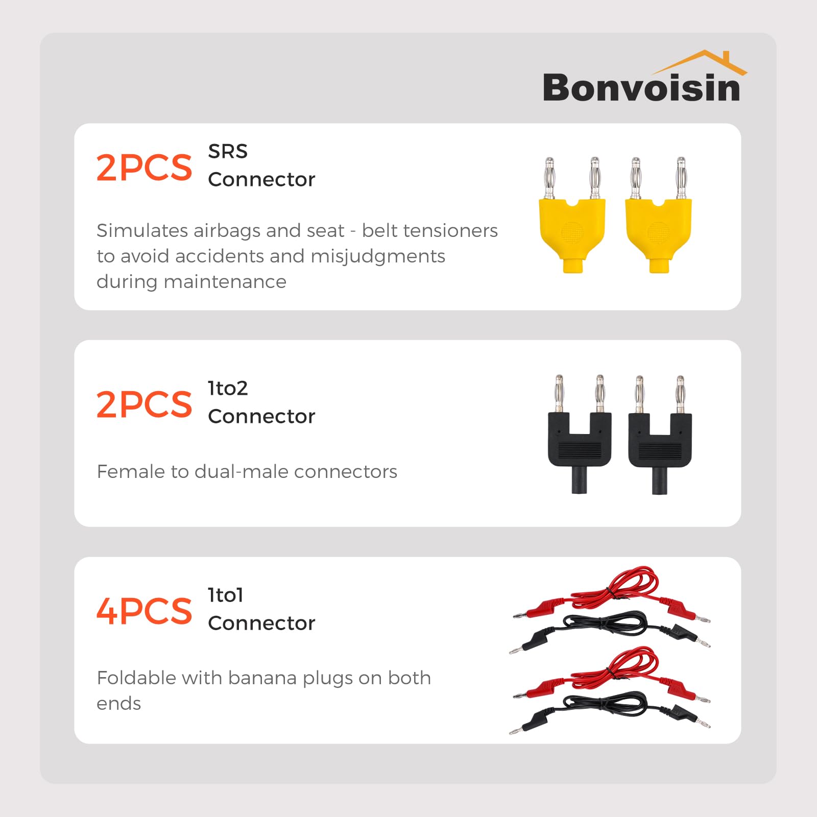 Bonvoisin 110PCS Juego de Cables de Prueba para Multímetro per Automotrice | Kit Puntas Prueba 110 Piezas, 72 Terminales, Conector SRS, Estroboscopio LED, Clavijas Banana 4mm, Sondas Perforadoras 0,5mm